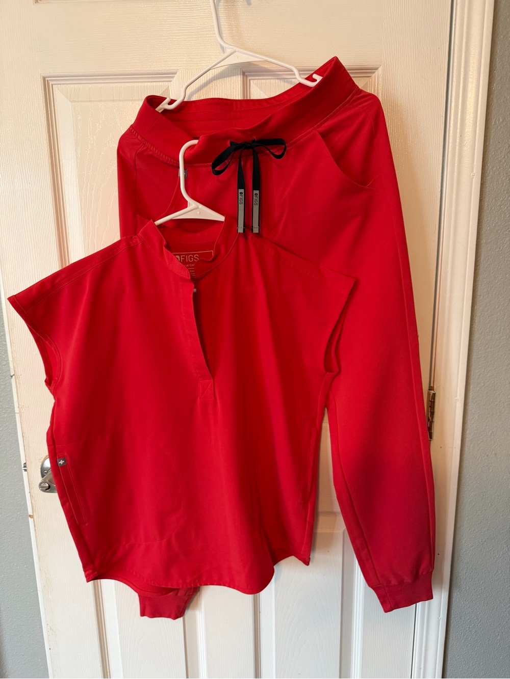 Figs Neon Red Scrub Set